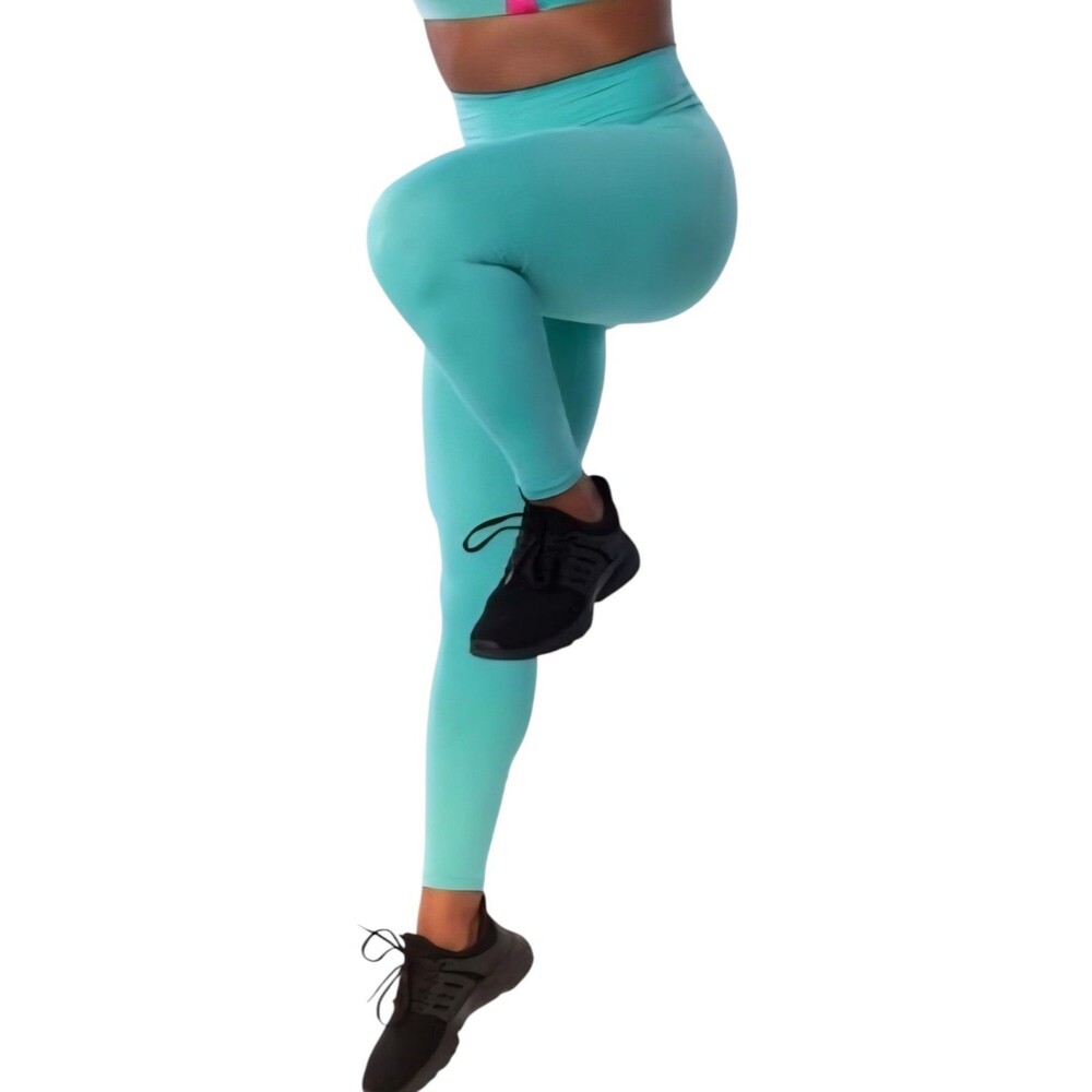 SHEFIT Boss Leggings 2X SilkSculpt Crown Embossed - Fierce Teal - Size Small